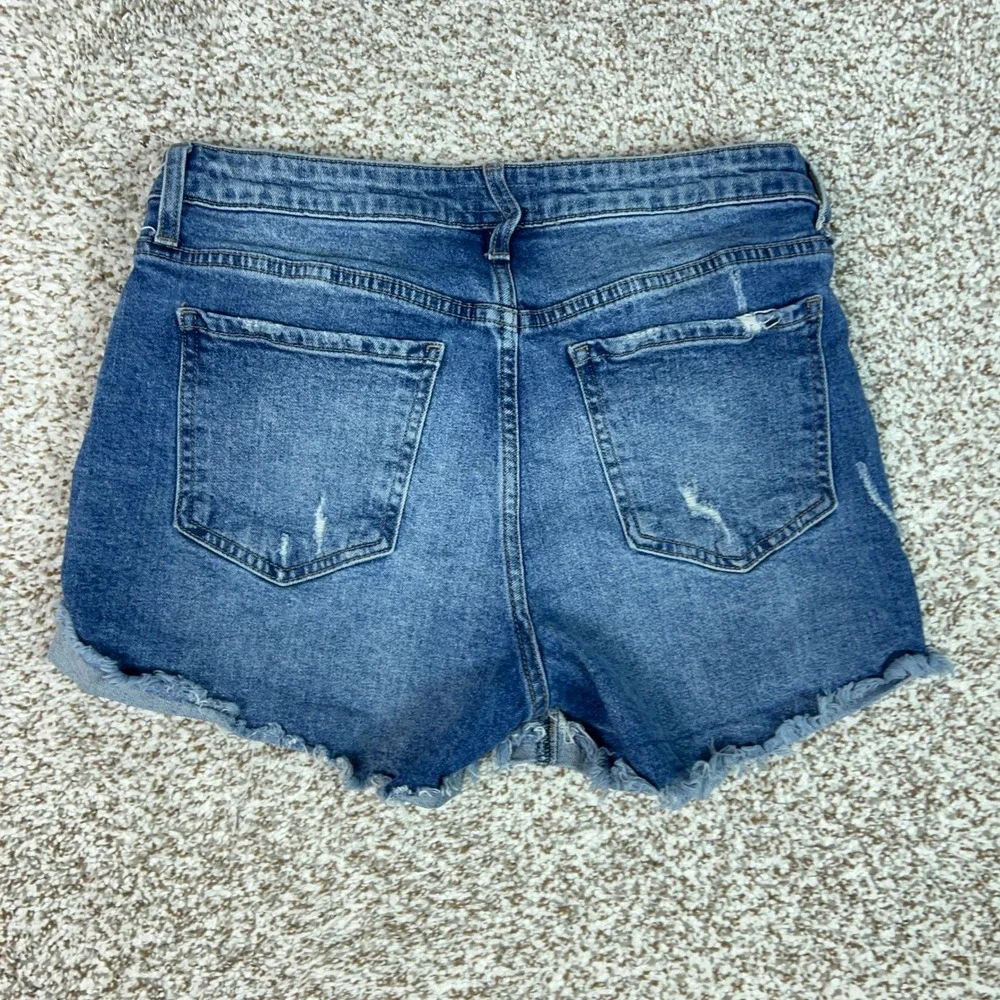 KUT from the Kloth Shorts Womens 8 Blue Jane Casual Distressed Long Jean Denim